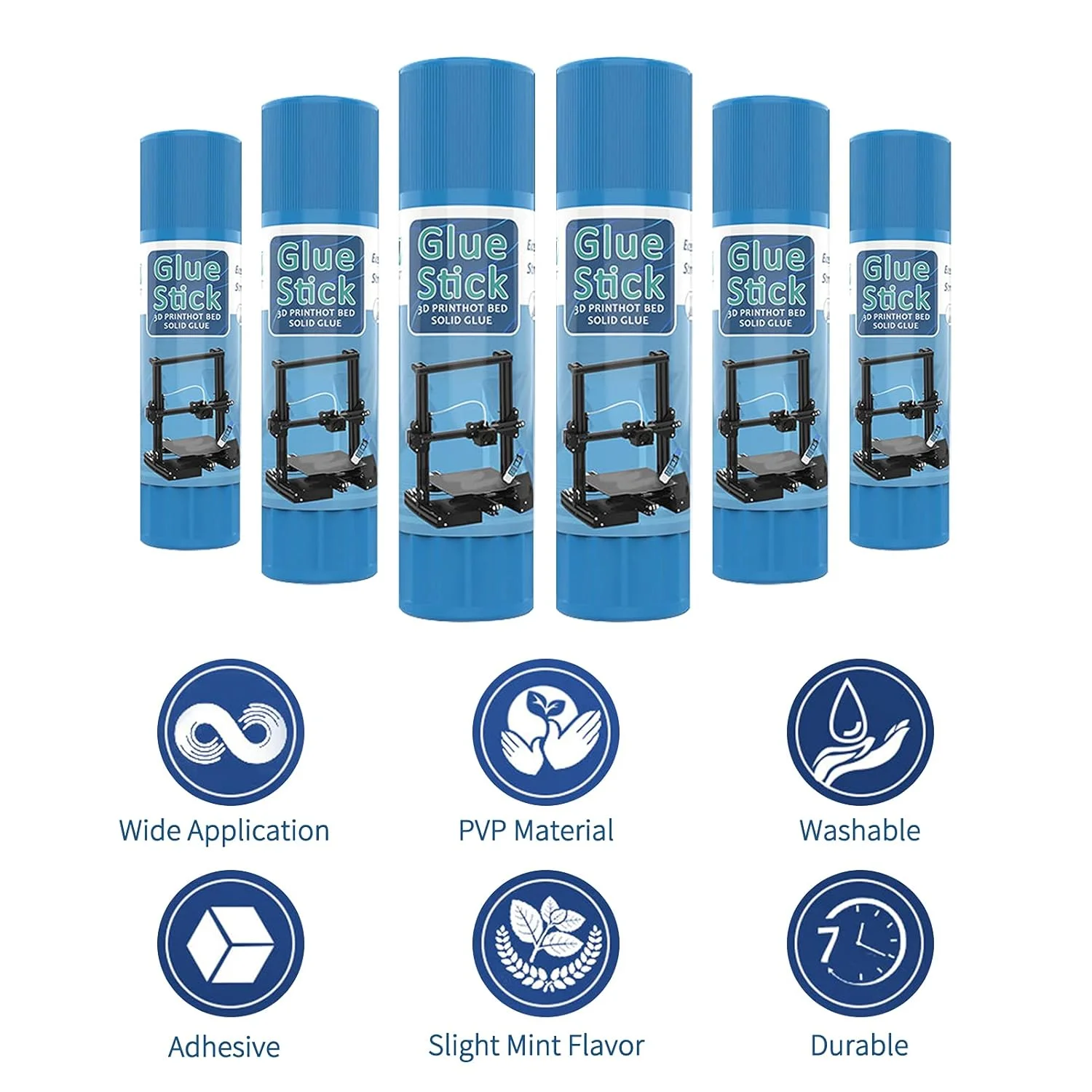 چسب جامد PVP قابل شستشو برای صفحه شیشه ای بستر گرم چاپگر سه بعدی، جدا کردن آسان 3 عدد چسب جامد PVP قابل شستشو برای صفحه شیشه ای بستر گرم چاپگر سه بعدی، جدا کردن آسان 3 عدد