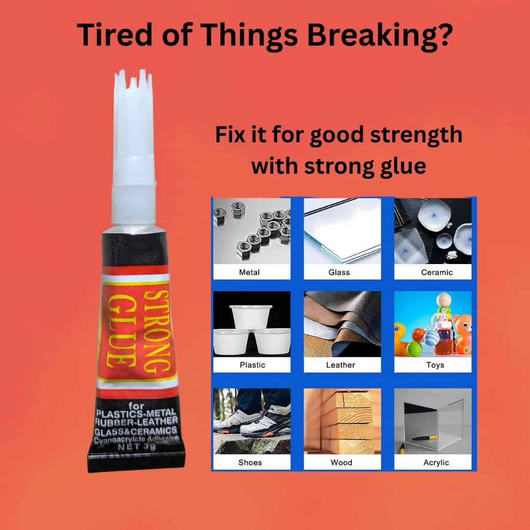 چسب قطره ای فوری و قوی - (بسته 4 عددی لوله ای x 3 گرم) | چسب قوی فوری برای فلز، چوب، پلاستیک، شیشه و چرم | نوک دقیق | چسب چند منظوره