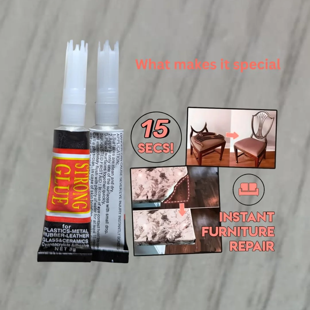 چسب قطره ای فوری و قوی - (بسته 4 عددی لوله ای x 3 گرم) | چسب قوی فوری برای فلز، چوب، پلاستیک، شیشه و چرم | نوک دقیق | چسب چند منظوره