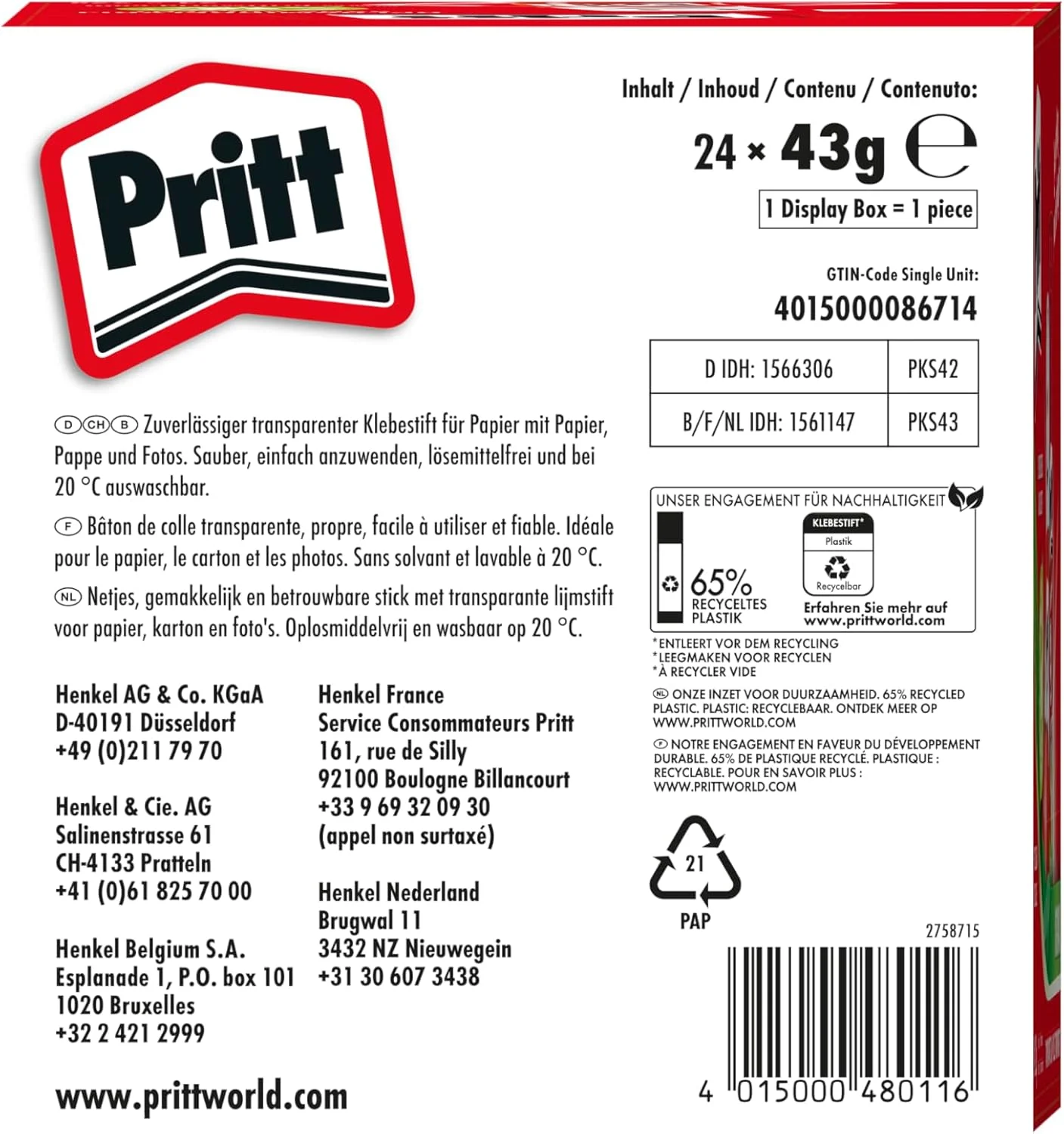 چسب ماتیکی پریت، چسب ایمن و مناسب کودکان برای هنر و کاردستی، چسبندگی قوی برای لوازم مدرسه و اداری، 24 عدد 43 گرمی چسب ماتیکی پریت، چسب ایمن و مناسب کودکان برای هنر و کاردستی، چسبندگی قوی برای لوازم مدرسه و اداری، 24 عدد 43 گرمی