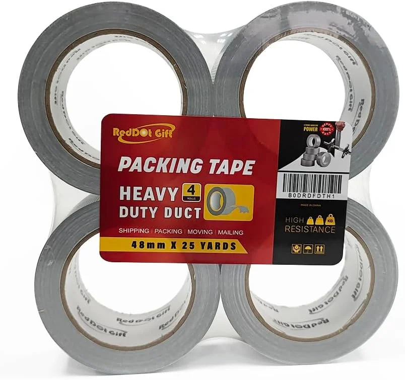 نوار چسب نقره ای ضد آب و مقاوم Red Dot Gift® بسته 4 عددی 48 میلی متر در 25 یارد، چسبندگی قوی، مناسب برای تعمیرات داخلی و خارجی، پاره شدن آسان با دست. نوار چسب نقره ای ضد آب و مقاوم Red Dot Gift® بسته 4 عددی 48 میلی متر در 25 یارد، چسبندگی قوی، مناسب برای تعمیرات داخلی و خارجی، پاره شدن آسان با دست.