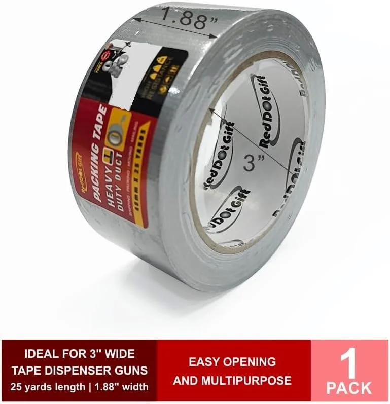 نوار چسب نقره ای ضد آب و مقاوم Red Dot Gift با ابعاد 48 میلی متر در 25 یارد، چسبندگی قوی، مناسب برای تعمیرات داخلی و خارجی، قابل پاره شدن با دست (تک بسته) نوار چسب نقره ای ضد آب و مقاوم Red Dot Gift با ابعاد 48 میلی متر در 25 یارد، چسبندگی قوی، مناسب برای تعمیرات داخلی و خارجی، قابل پاره شدن با دست (تک بسته)