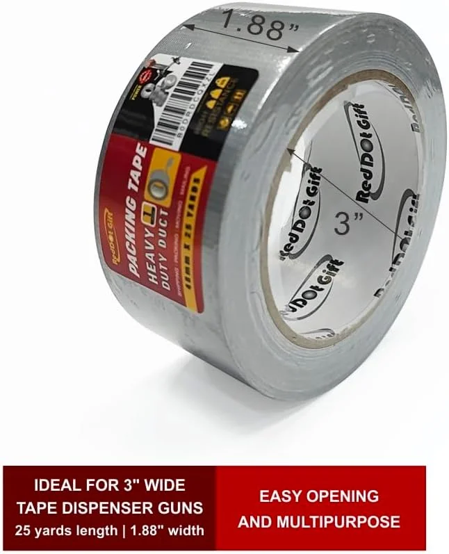 نوار چسب نقره ای ضد آب و مقاوم Red Dot Gift® بسته 4 عددی 48 میلی متر در 25 یارد، چسبندگی قوی، مناسب برای تعمیرات داخلی و خارجی، پاره شدن آسان با دست. نوار چسب نقره ای ضد آب و مقاوم Red Dot Gift® بسته 4 عددی 48 میلی متر در 25 یارد، چسبندگی قوی، مناسب برای تعمیرات داخلی و خارجی، پاره شدن آسان با دست.