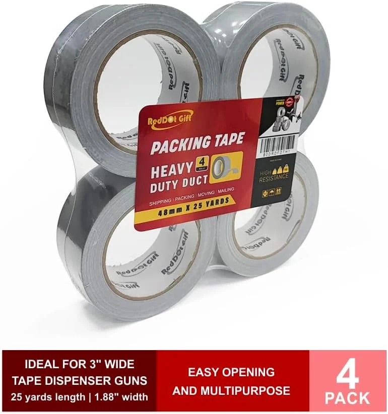 نوار چسب نقره ای ضد آب و مقاوم Red Dot Gift® بسته 4 عددی 48 میلی متر در 25 یارد، چسبندگی قوی، مناسب برای تعمیرات داخلی و خارجی، پاره شدن آسان با دست. نوار چسب نقره ای ضد آب و مقاوم Red Dot Gift® بسته 4 عددی 48 میلی متر در 25 یارد، چسبندگی قوی، مناسب برای تعمیرات داخلی و خارجی، پاره شدن آسان با دست.