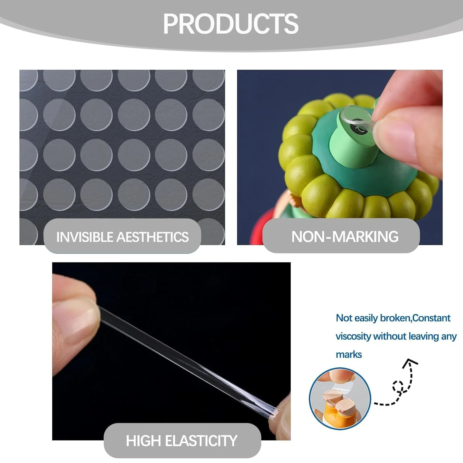 ۳۰۰ عدد چسب ژله ای شفاف موزه، چسب پوستر، چسب دو طرفه بدون اثر، نقاط چسبی برای صنایع دستی، بادکنک، تزئینات جشن