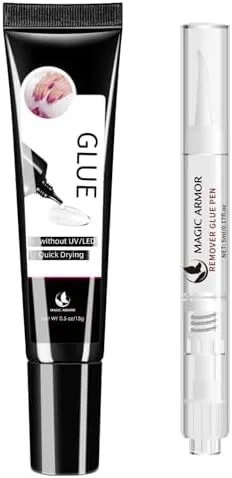 چسب ژل ناخن نیمه جامد 15 گرمی به همراه قلم پاک کننده 5 میلی لیتری، چسب فوق العاده برای ناخن های مصنوعی، بدون نیاز به نور UV با ماندگاری طولانی، طراحی قلم حذف 3 در 1 چسب ژل ناخن نیمه جامد 15 گرمی به همراه قلم پاک کننده 5 میلی لیتری، چسب فوق العاده برای ناخن های مصنوعی، بدون نیاز به نور UV با ماندگاری طولانی، طراحی قلم حذف 3 در 1