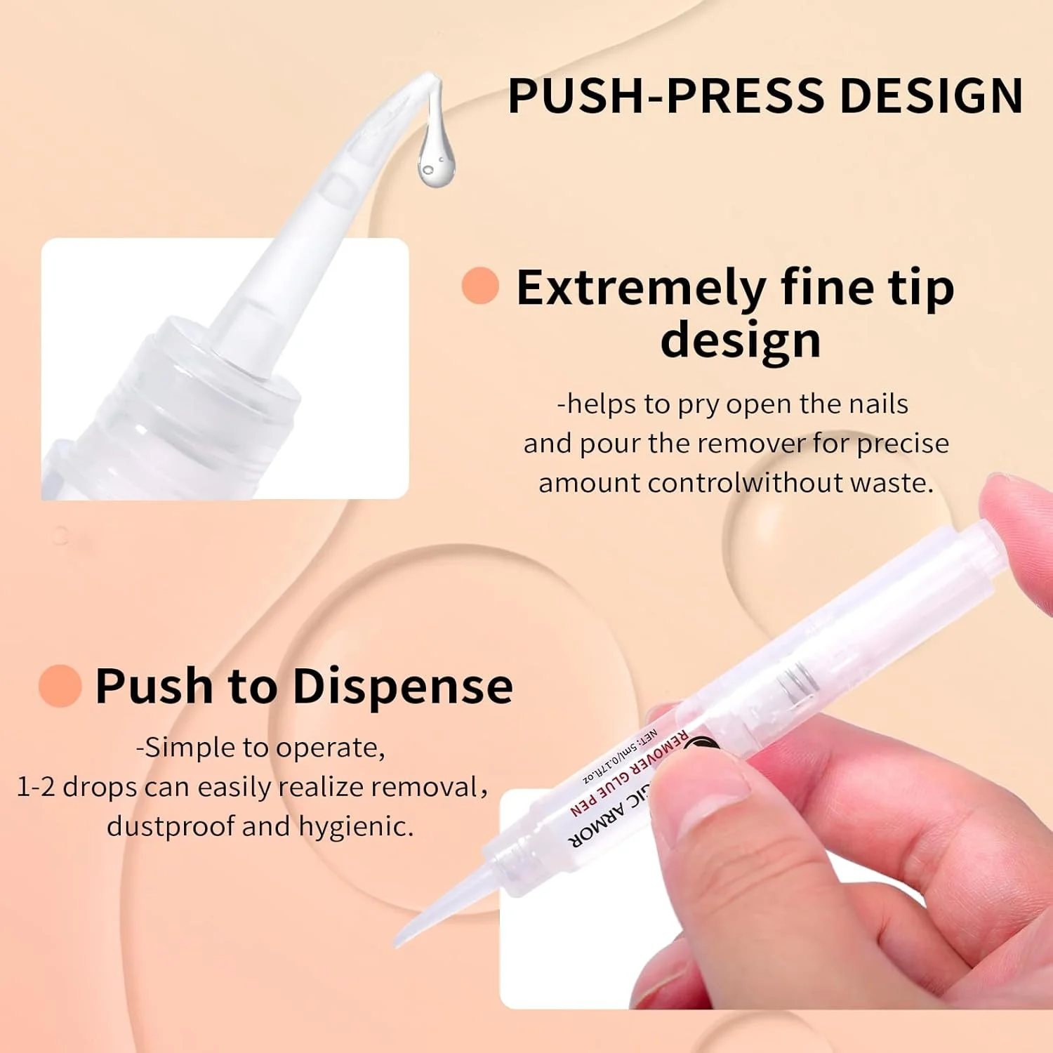 قلم پاک کننده چسب ناخن 2 عددی، پاک کننده چسب ناخن مصنوعی، پاک کننده چسب ناخن برای ناخن های پرسی، همراه با عقب زننده کوتیکول