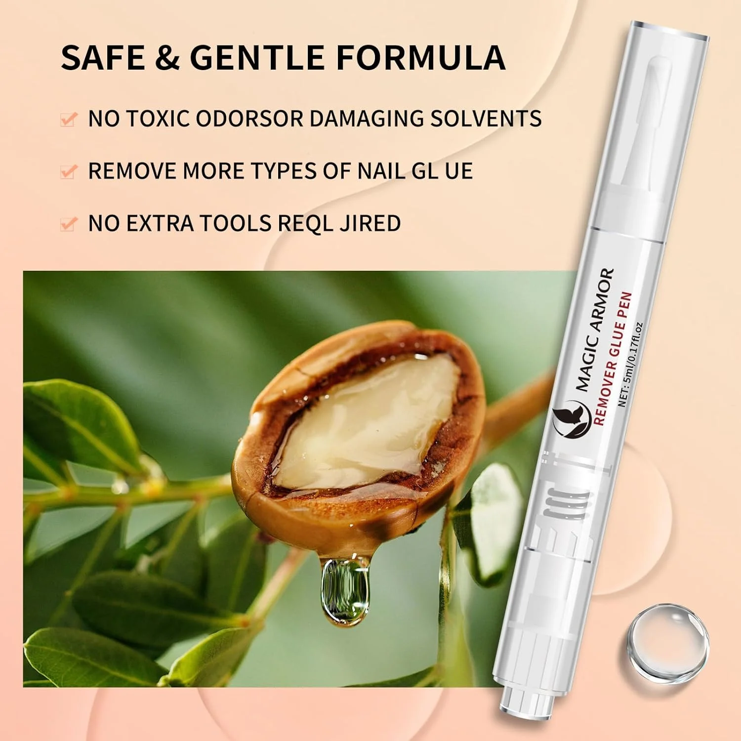 قلم پاک کننده چسب ناخن 2 عددی، پاک کننده چسب ناخن مصنوعی، پاک کننده چسب ناخن برای ناخن های پرسی، همراه با عقب زننده کوتیکول