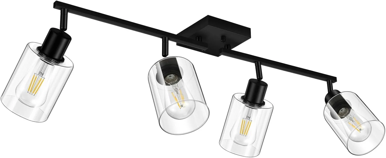 چراغ ریلی 4 شاخه با حباب شیشه ای طرح دار، چراغ سقفی مدرن آشپزخانه، سر ریلی چرخشی، چراغ ریلی دیواری برای کنار تخت، روشویی، راهرو و اتاق خواب، مشکی مات چراغ ریلی 4 شاخه با حباب شیشه ای طرح دار، چراغ سقفی مدرن آشپزخانه، سر ریلی چرخشی، چراغ ریلی دیواری برای کنار تخت، روشویی، راهرو و اتاق خواب، مشکی مات