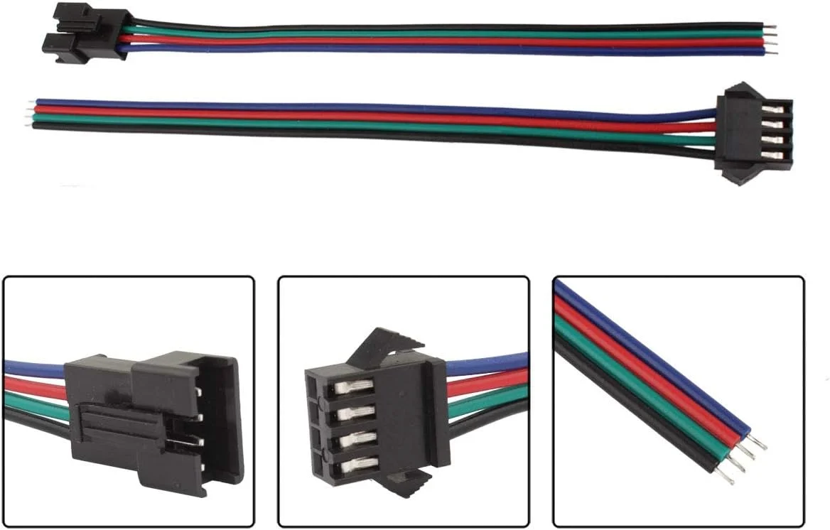 کابل آداپتور سیم نر به ماده 4 پین JST برای نوار چراغ ال ای دی 3528 5050