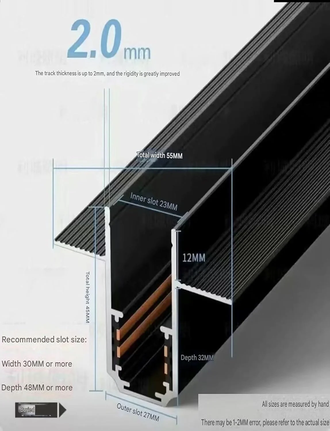ریل چراغ خطی مغناطیسی توکار آلومینیومی، مناسب برای نصب همسطح در سقف، مدرن برای خانه، آشپزخانه، حمام، فروشگاه (200 سانتی متر)