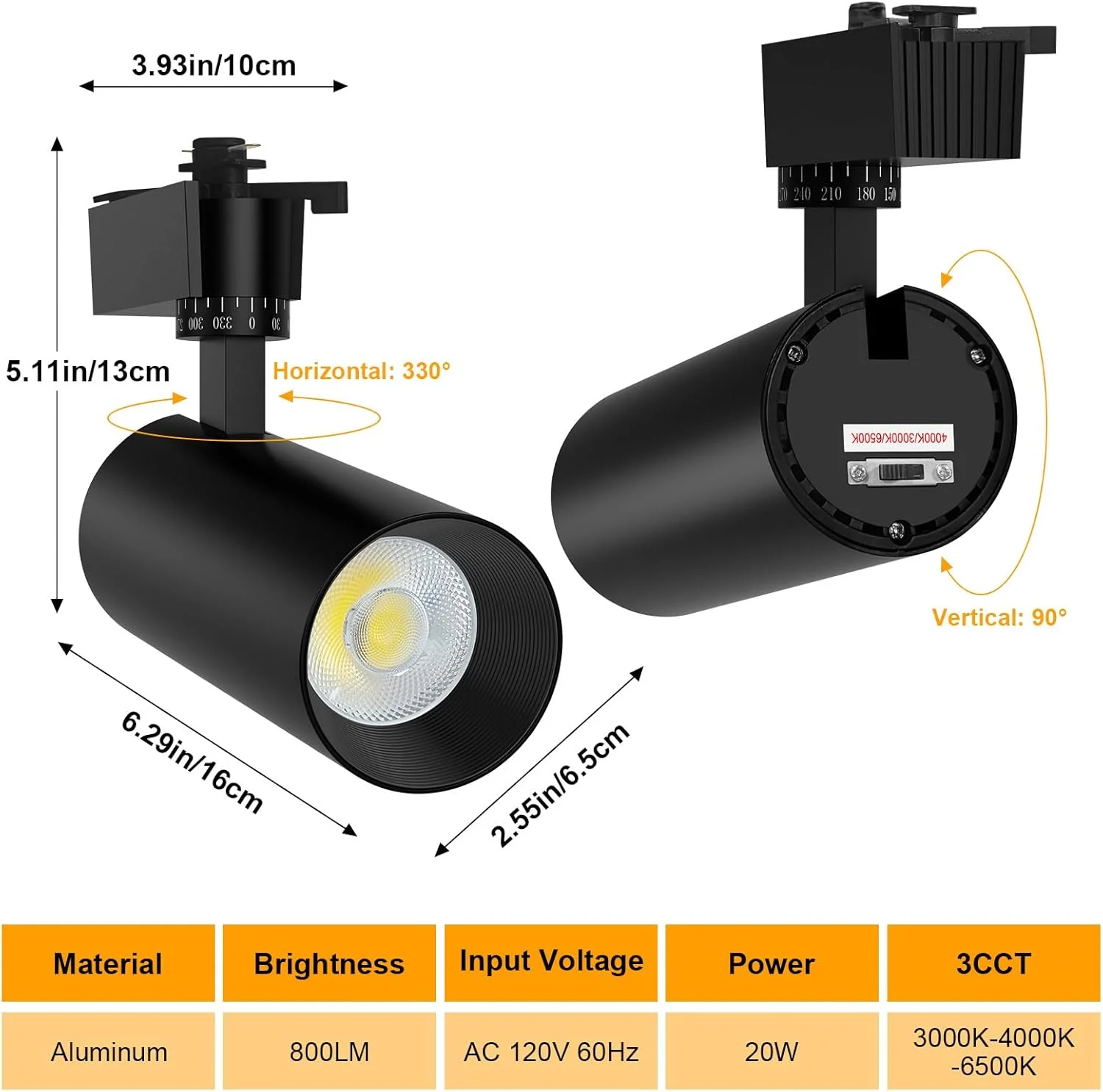 ست چراغ ریلی 20 وات، چراغ های LED قابل تنظیم 3000k-4000k-6500k، چراغ های ریلی سقفی برای نورپردازی آشپزخانه، آثار هنری، 800 لومن (چراغ - 4 عدد) ست چراغ ریلی 20 وات، چراغ های LED قابل تنظیم 3000k-4000k-6500k، چراغ های ریلی سقفی برای نورپردازی آشپزخانه، آثار هنری، 800 لومن (چراغ - 4 عدد)