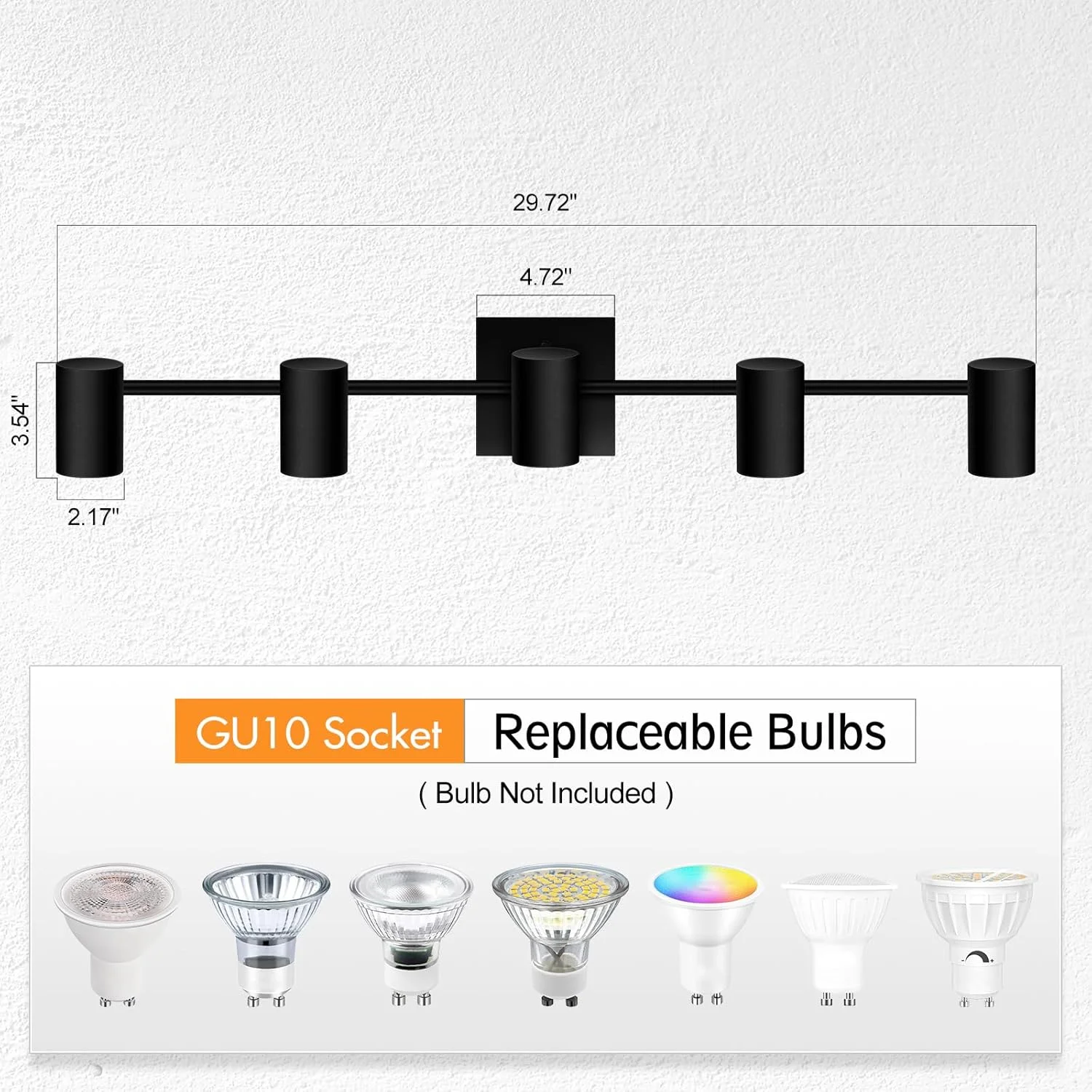ست چراغ ریلی BoostArea، چراغ های سقفی آشپزخانه، چراغ های نقطه ای سقفی 5 جهته، سر چراغ های چرخشی، چراغ های سقفی ریلی مدرن برای اتاق خواب/نشیمن، لامپ GU10 شامل نمی شود