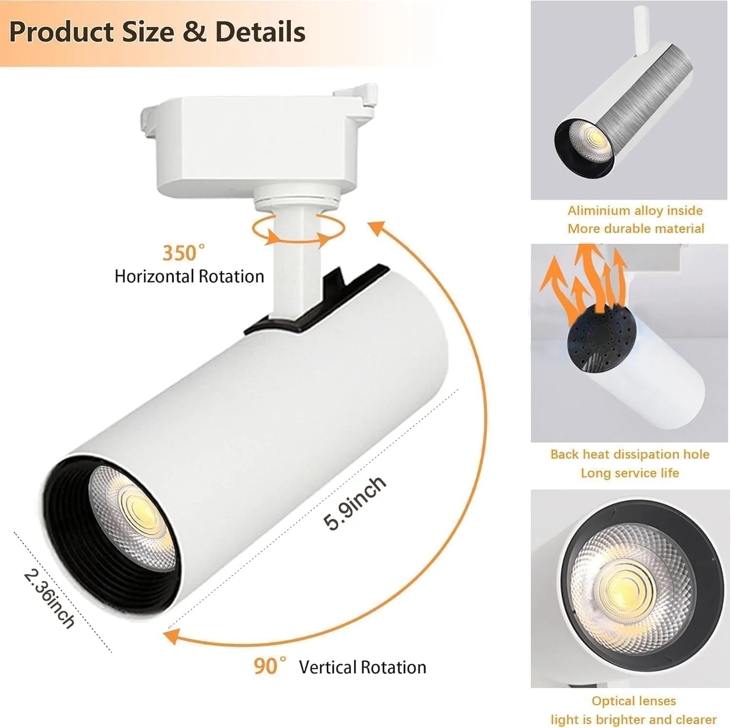کیت نورپردازی ریلی با چراغ و ریل، 20 وات 4000K LED با قابلیت اتصال به سیستم نورپردازی ریلی نوع H با 2 ریل 1 متری، نورافکن مدرن داخلی برای نورپردازی تاکیدی کیت نورپردازی ریلی با چراغ و ریل، 20 وات 4000K LED با قابلیت اتصال به سیستم نورپردازی ریلی نوع H با 2 ریل 1 متری، نورافکن مدرن داخلی برای نورپردازی تاکیدی