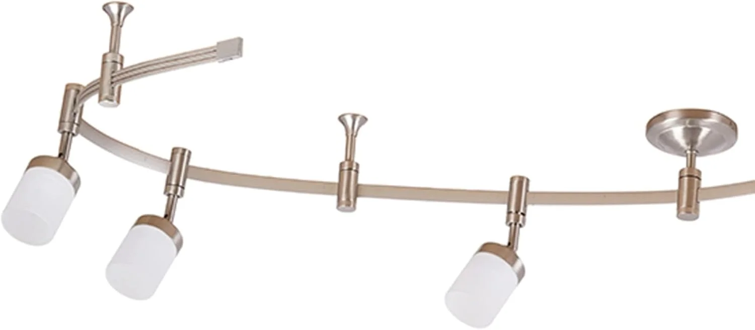 چراغ سقفی ریلی انعطاف پذیر 6 شاخه LED کاتالینا لایتینگ، نیکل برس خورده، 96 اینچ