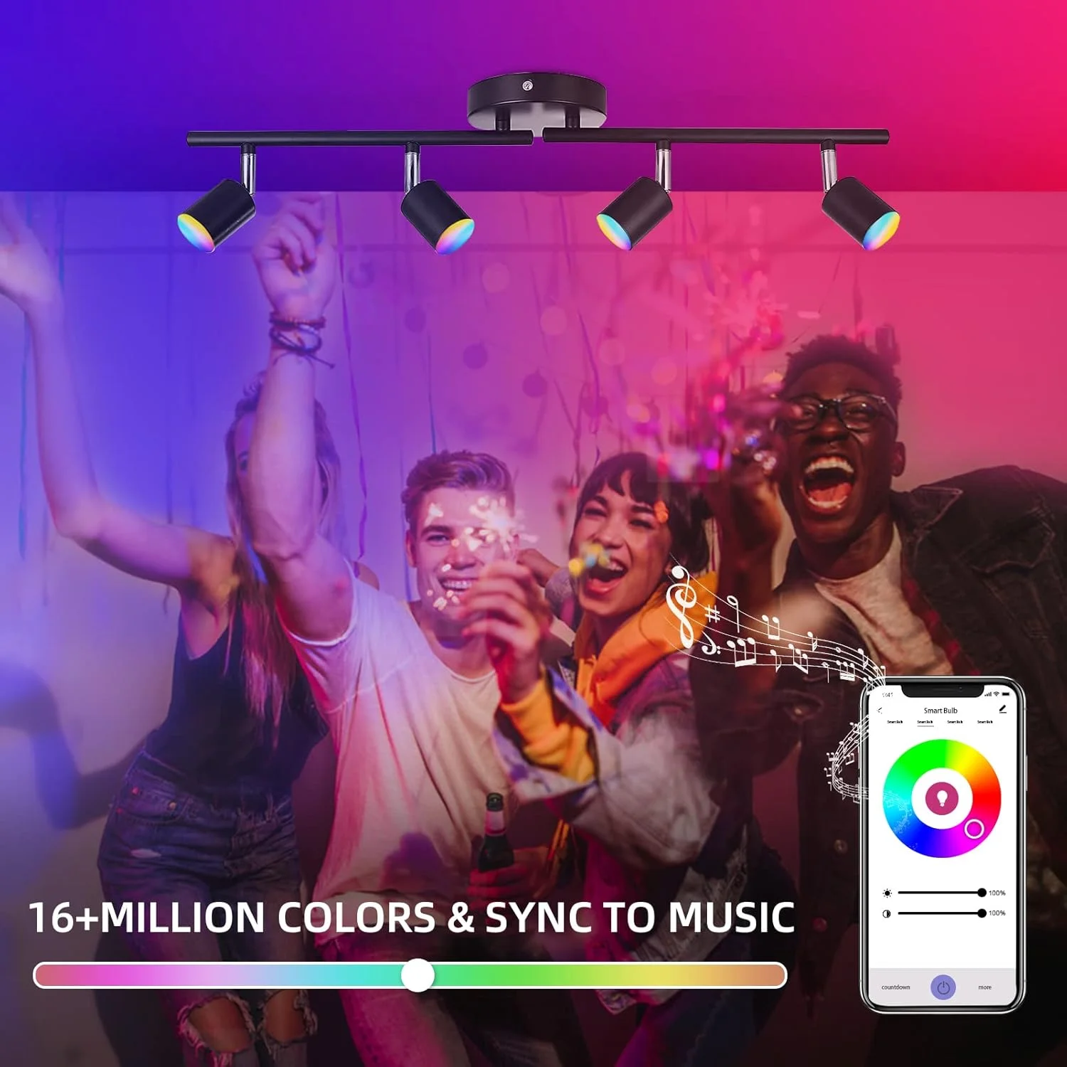 چراغ ریلی هوشمند CANEOE با 4 لامپ LED مشکی، دارای 16 میلیون رنگ RGB، قابل تنظیم با الکسا/گوگل هوم/اپلیکیشن، چراغ سقفی مناسب آشپزخانه، اتاق نشیمن، اتاق خواب، بار چراغ ریلی هوشمند CANEOE با 4 لامپ LED مشکی، دارای 16 میلیون رنگ RGB، قابل تنظیم با الکسا/گوگل هوم/اپلیکیشن، چراغ سقفی مناسب آشپزخانه، اتاق نشیمن، اتاق خواب، بار