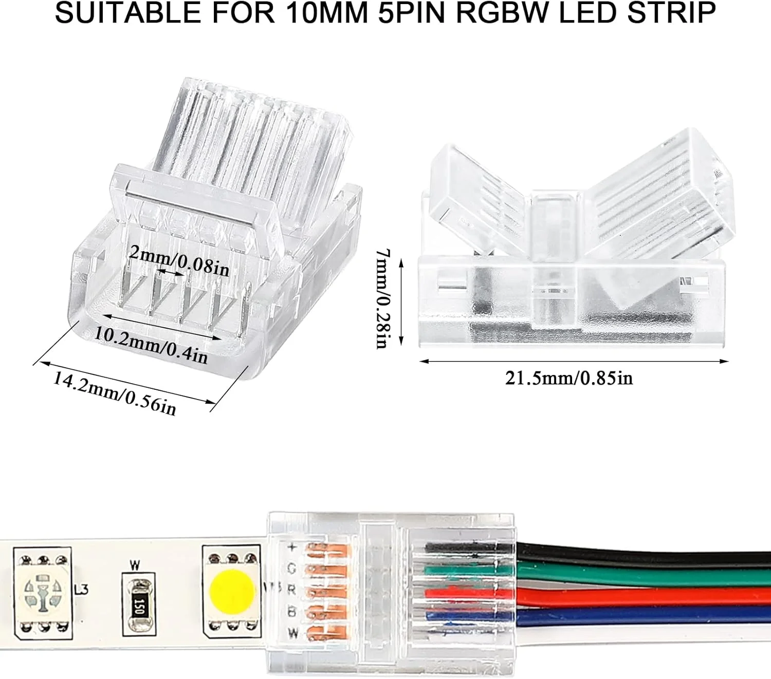 اتصال دهنده ال ای دی 5 پین 10 میلی متری برای چراغ های نواری 10 میلی متری، بسته 10 عددی اتصال دهنده نوار ال ای دی بدون لحیم، اتصالات نورپردازی مسیر شفاف، شامل کابل افزایش طول نوار نور ال ای دی 16.4 فوتی به همراه پیچ گوشتی اتصال دهنده ال ای دی 5 پین 10 میلی متری برای چراغ های نواری 10 میلی متری، بسته 10 عددی اتصال دهنده نوار ال ای دی بدون لحیم، اتصالات نورپردازی مسیر شفاف، شامل کابل افزایش طول نوار نور ال ای دی 16.4 فوتی به همراه پیچ گوشتی