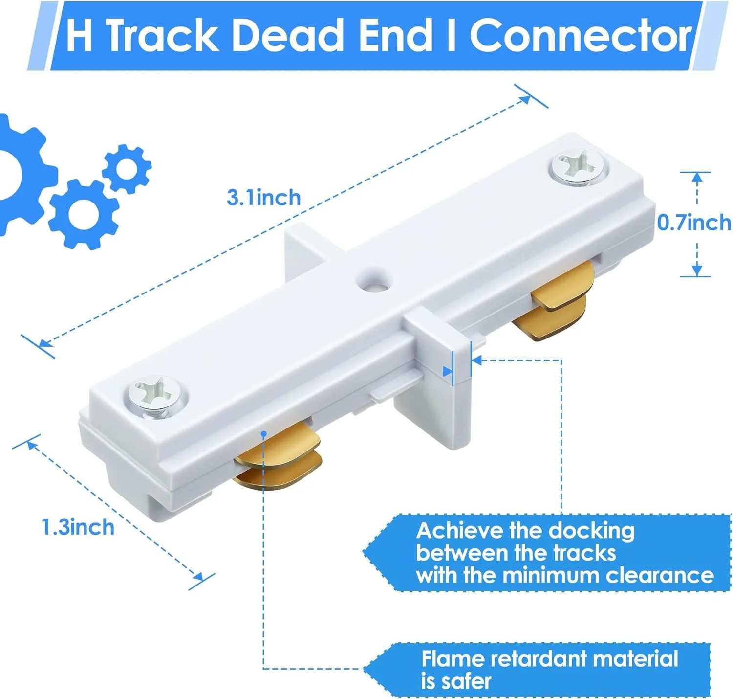 اتصال مستقیم چراغ ریلی برای انتهای مسیر ریلی H، سازگار با سیستم های ریلی WAC، جایگزین 3 سیم برای سیستم روشنایی ریلی H (سفید)