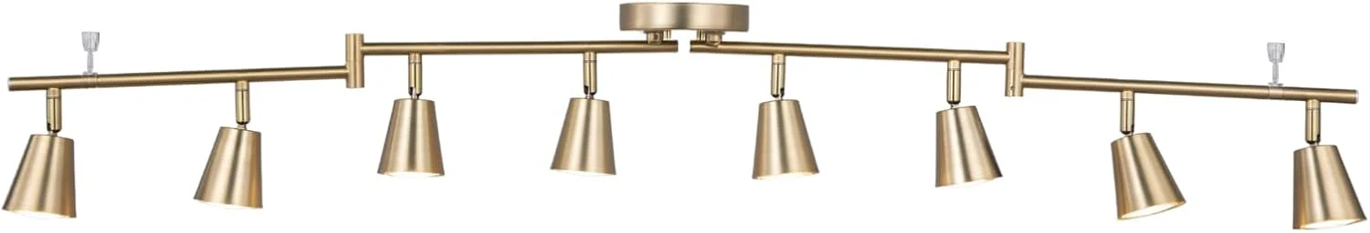 کیت نورپردازی ریلی 8 چراغ ال ای دی CRAFTRONOS، برنجی مات قابل تنظیم با نورافکن سقفی مدرن، لامپ های سوکت GU10، بازوهای تاشو انعطاف پذیر برای آشپزخانه، اتاق غذاخوری، اتاق نشیمن، اتاق خواب