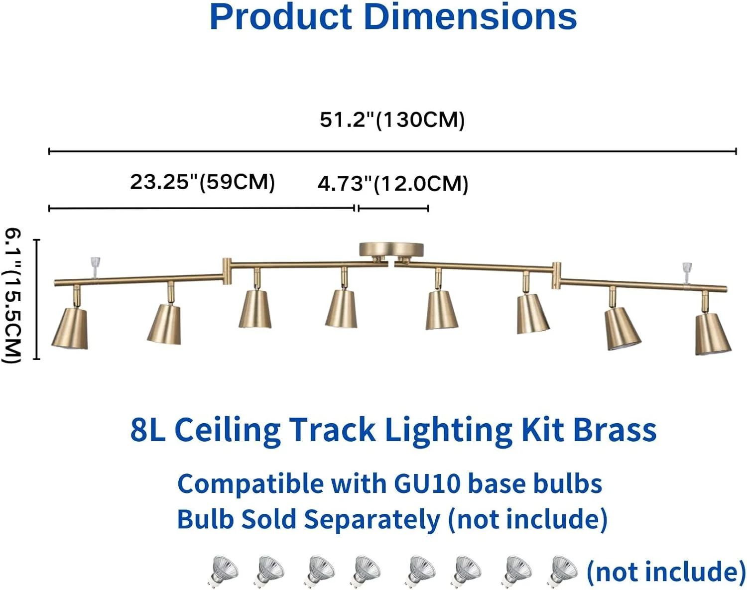 کیت نورپردازی ریلی 8 چراغ ال ای دی CRAFTRONOS، برنجی مات قابل تنظیم با نورافکن سقفی مدرن، لامپ های سوکت GU10، بازوهای تاشو انعطاف پذیر برای آشپزخانه، اتاق غذاخوری، اتاق نشیمن، اتاق خواب