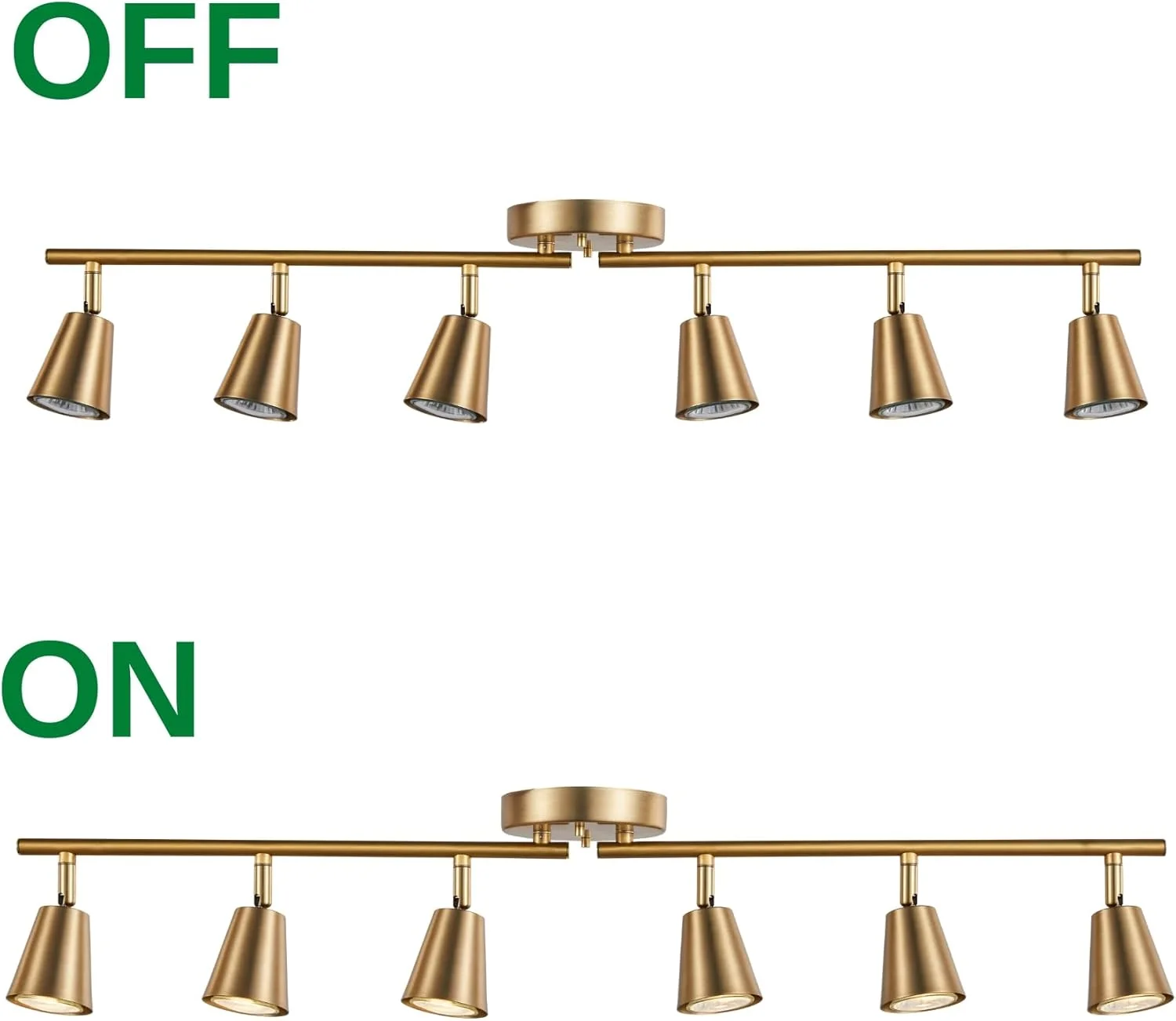 کیت نورپردازی ریلی 6 شاخه CRAFTRONOS، روکش برنجی مات، تاشو و قابل تنظیم با نورافکن سقفی مدرن برای آشپزخانه، اتاق نشیمن، اتاق خواب، بهبود دکوراسیون منزل