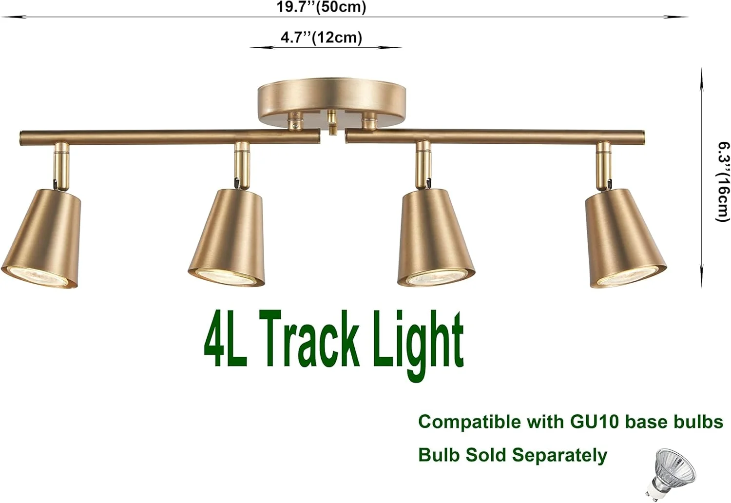 کیت نورپردازی ریلی 4 چراغه، روکش برنجی مات قابل تنظیم با نورافکن سقفی مدرن برای آشپزخانه، اتاق نشیمن، بهبود خانه