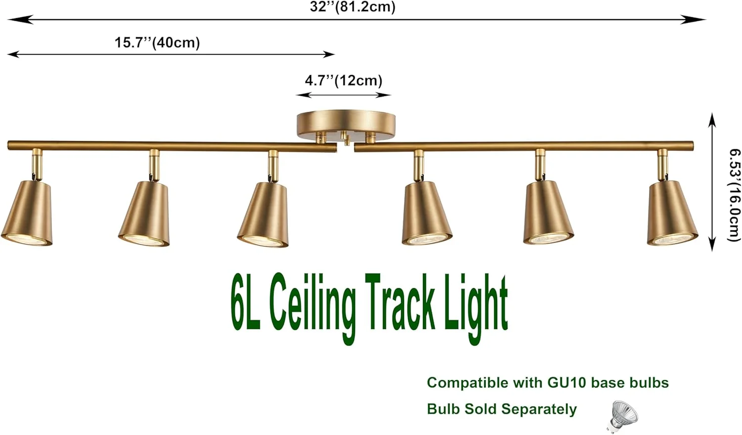 کیت نورپردازی ریلی 6 شاخه CRAFTRONOS، روکش برنجی مات، تاشو و قابل تنظیم با نورافکن سقفی مدرن برای آشپزخانه، اتاق نشیمن، اتاق خواب، بهبود دکوراسیون منزل