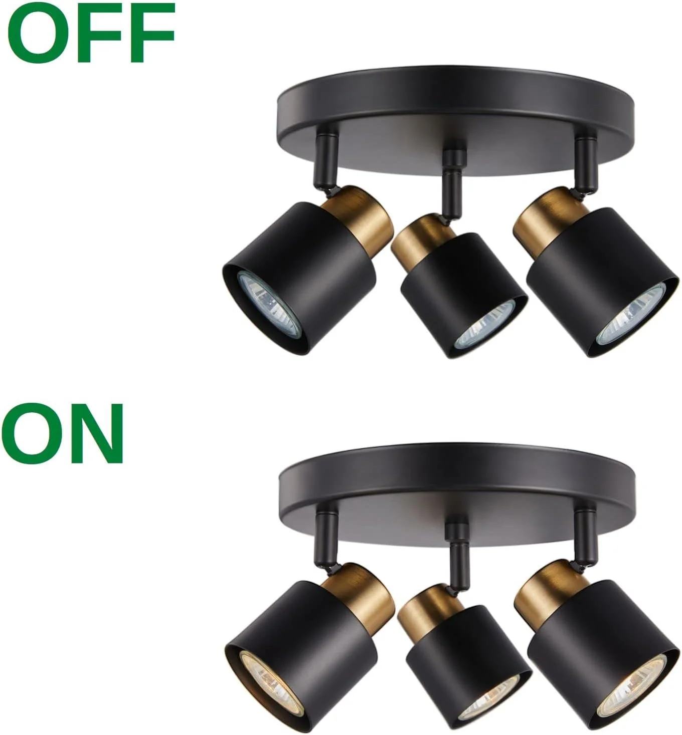 کیت نورپردازی ریلی 3 چراغ، روکش مشکی مات برنجی با نورافکن سقفی مدرن توکار برای آشپزخانه، ناهارخوری، اتاق نشیمن، بهبود خانه
