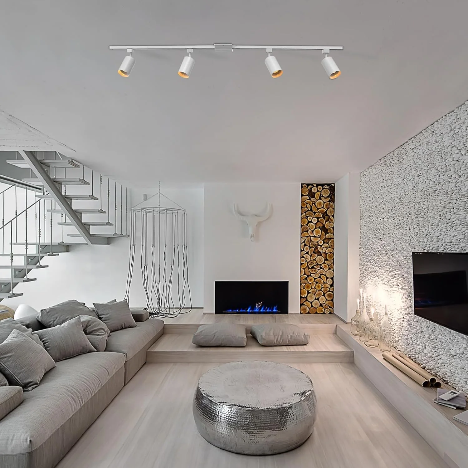 کیت نورپردازی ریلی 4-شاخه 56 اینچی گلوب الکتریک 59740 مدل ترایبکا، سفید مات