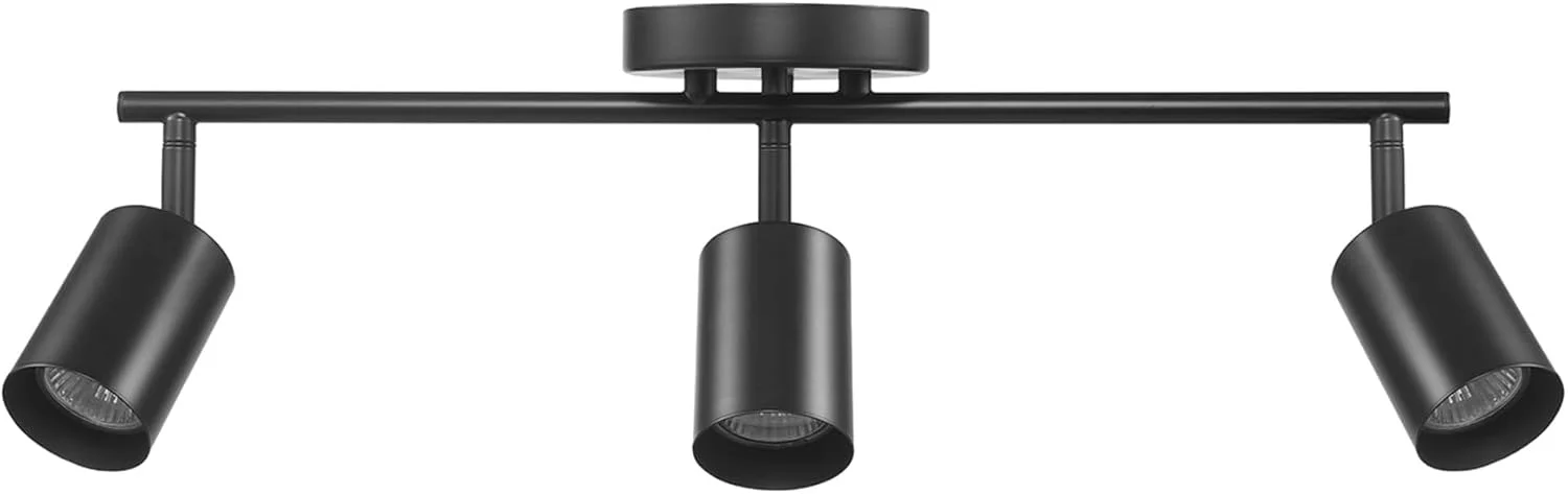 چراغ ریلی سه شاخه 21 اینچی گلوب الکتریک مدل 64000091، مشکی مات، با قابلیت چرخش، مناسب اتاق خواب، آشپزخانه، راهرو، حمام، اتاق مطالعه، اتاق غذاخوری و دکوراسیون منزل