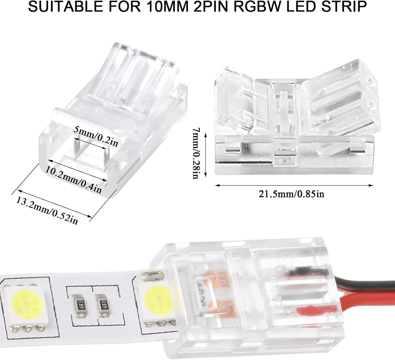 فلوتسان 20 عدد کانکتور نوار LED دو پین 10 میلی متری RGB، آداپتور ضد آب سیم 22 AWG برای نوار نور بدون سیم بدون شکاف 5 ولت 12 ولت 24 ولت فلوتسان 20 عدد کانکتور نوار LED دو پین 10 میلی متری RGB، آداپتور ضد آب سیم 22 AWG برای نوار نور بدون سیم بدون شکاف 5 ولت 12 ولت 24 ولت