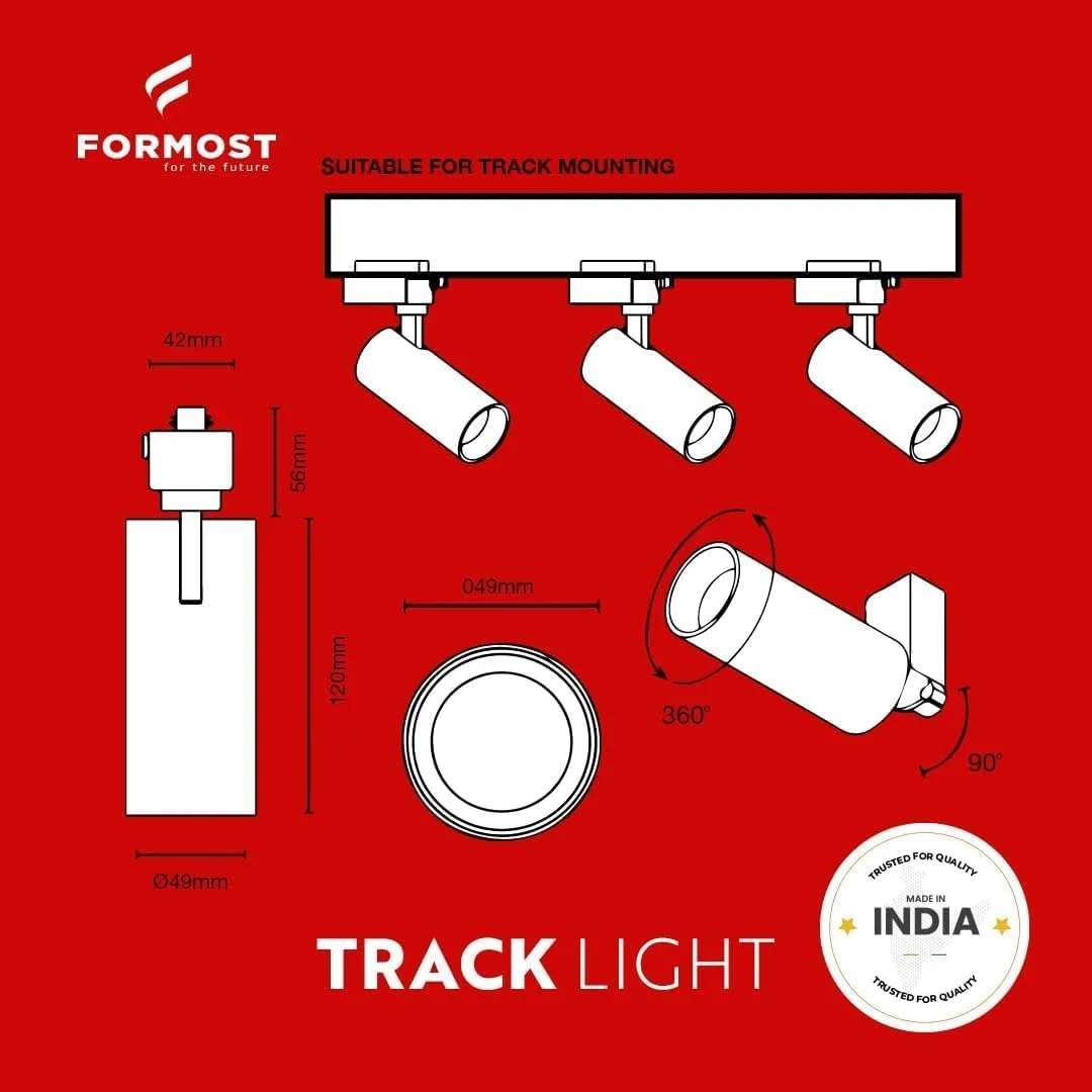 چراغ ریلی ال ای دی 10 وات FORMOST، چراغ سقفی متمرکز داخلی، قابل تنظیم، آلومینیومی، چراغ نقطه ای چرخشی 360 درجه برای اتاق نشیمن/فروشگاه/گالری/مرکز خرید/نمایشگاه چراغ ریلی ال ای دی 10 وات FORMOST، چراغ سقفی متمرکز داخلی، قابل تنظیم، آلومینیومی، چراغ نقطه ای چرخشی 360 درجه برای اتاق نشیمن/فروشگاه/گالری/مرکز خرید/نمایشگاه