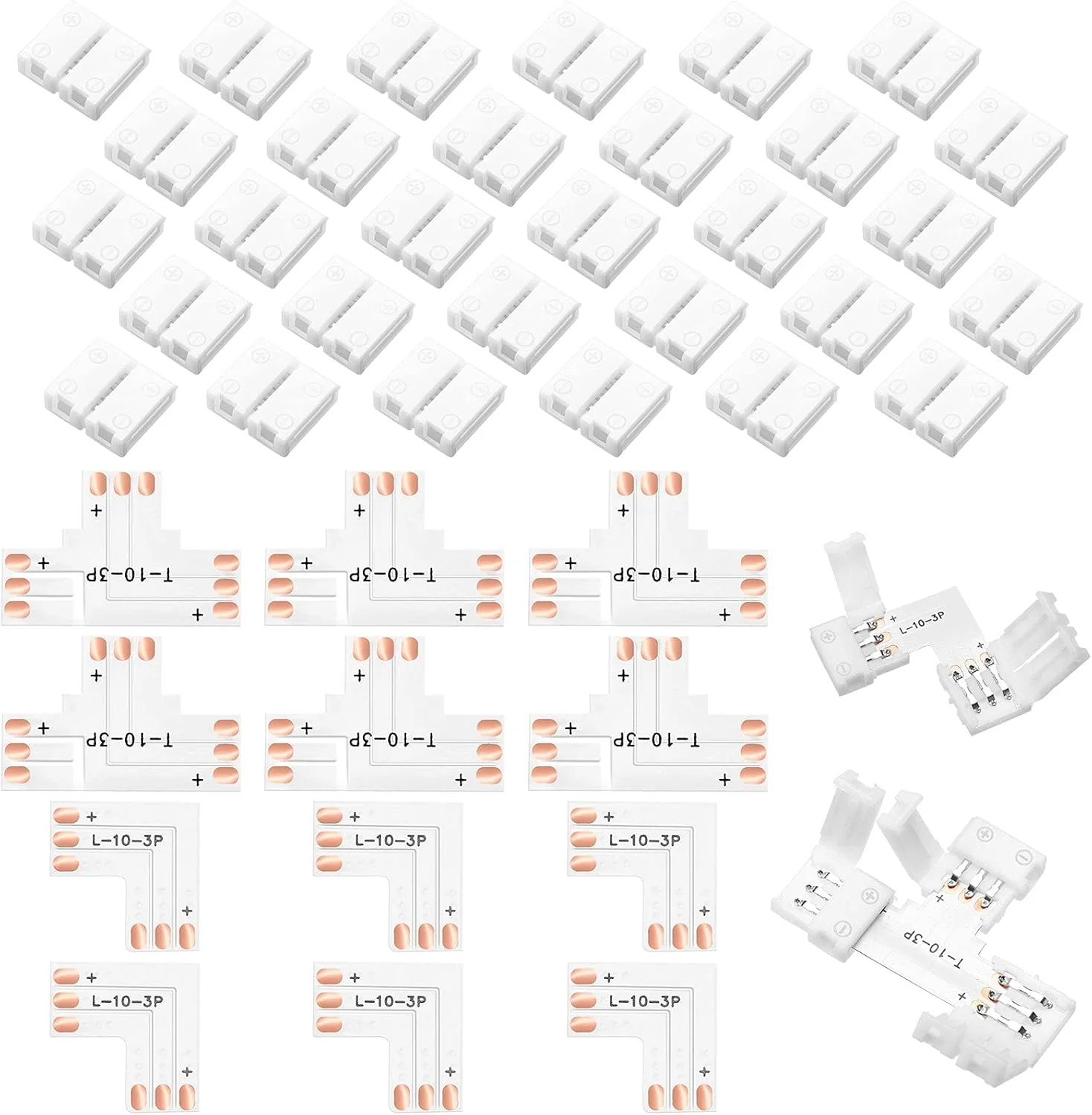 هونوسون 42 قطعه اتصال دهنده نوار LED 3 پین، اتصال دهنده های نوار LED بدون لحیم، اتصال دهنده LED شکل L، اتصال دهنده آداپتور توسعه نوار LED شکل T برای نوار LED 10 میلی متری WS2811 WS2812B SK6812 هونوسون 42 قطعه اتصال دهنده نوار LED 3 پین، اتصال دهنده های نوار LED بدون لحیم، اتصال دهنده LED شکل L، اتصال دهنده آداپتور توسعه نوار LED شکل T برای نوار LED 10 میلی متری WS2811 WS2812B SK6812