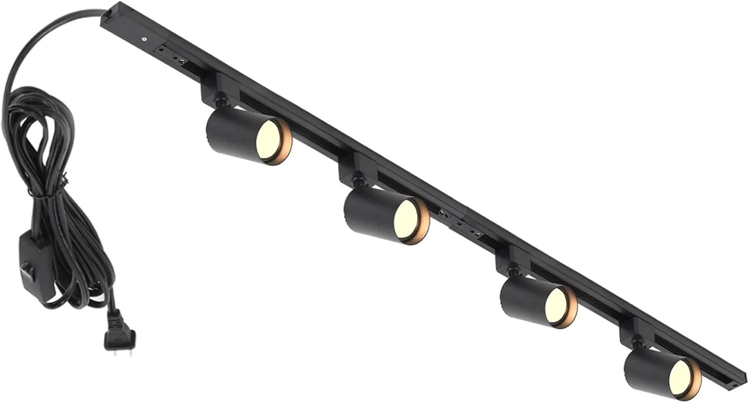 چراغ ریلی با سیم برق، کیت چراغ ریلی 4-شاخه GU10 با ریل، چراغ های ال ای دی مدرن سقفی/دیواری مناسب آشپزخانه، سیم 13 فوتی، مشکی (بدون لامپ) چراغ ریلی با سیم برق، کیت چراغ ریلی 4-شاخه GU10 با ریل، چراغ های ال ای دی مدرن سقفی/دیواری مناسب آشپزخانه، سیم 13 فوتی، مشکی (بدون لامپ)