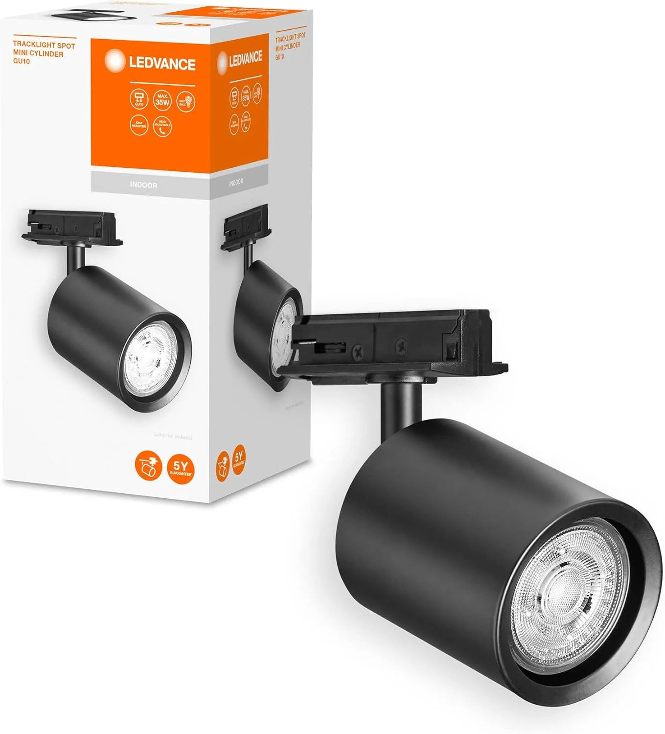 چراغ ریلی LEDVANCE مدل Track System mini luminaire Head، سفید، با پایه GU10، قابل نصب با لامپ معمولی یا هوشمند، هوشمند، وای فای، طراحی شبیه به اتاق زیر شیروانی، محافظت IP20