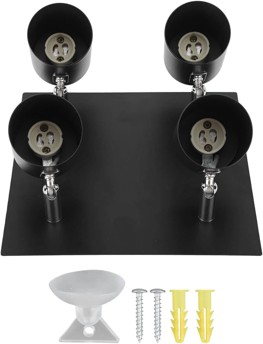 چراغ سقفی ال ای دی 4 شاخه Luqeeg، چراغ سقفی مشکی 4 طرفه، سر چراغ قابل چرخش، شامل 4 عدد لامپ ال ای دی GU10، مناسب برای آشپزخانه، اتاق نشیمن، اتاق خواب، راهرو