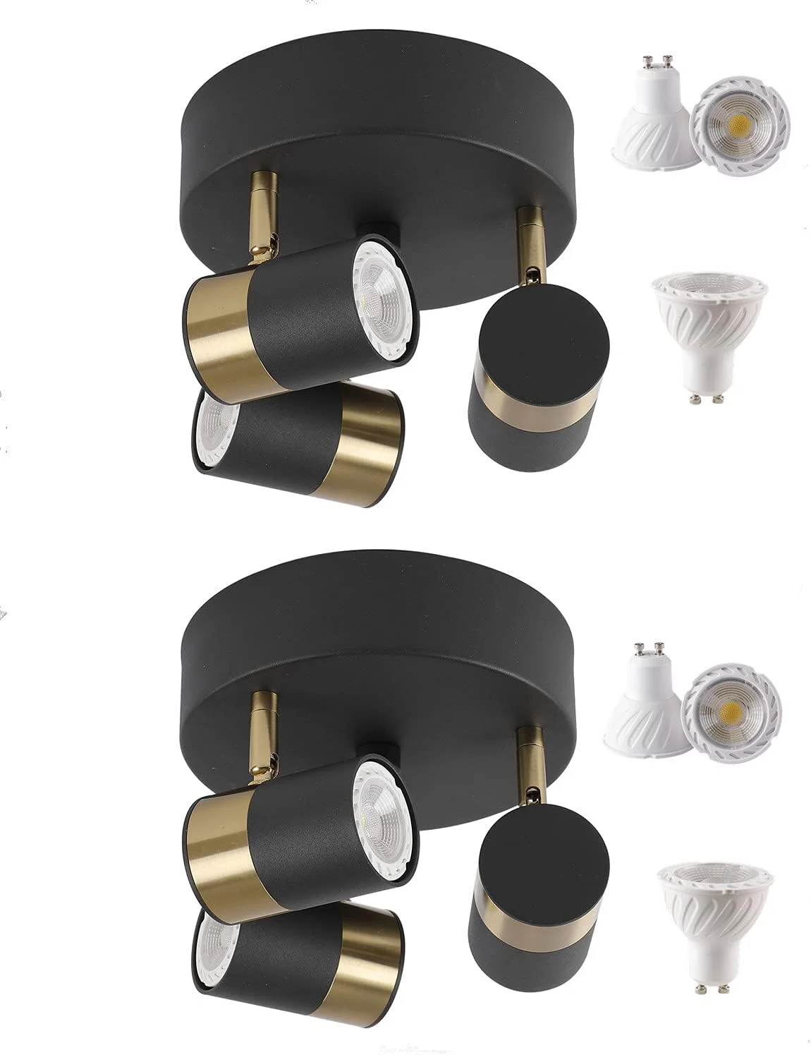 چراغ سقفی چند جهته MINS Familio - کیت نورپردازی LED - چراغ سقفی روکار مناسب اتاق خواب، راهرو، تصویر، آشپزخانه، دفتر کار، همراه با لامپ GU10 (بسته 2 عددی)