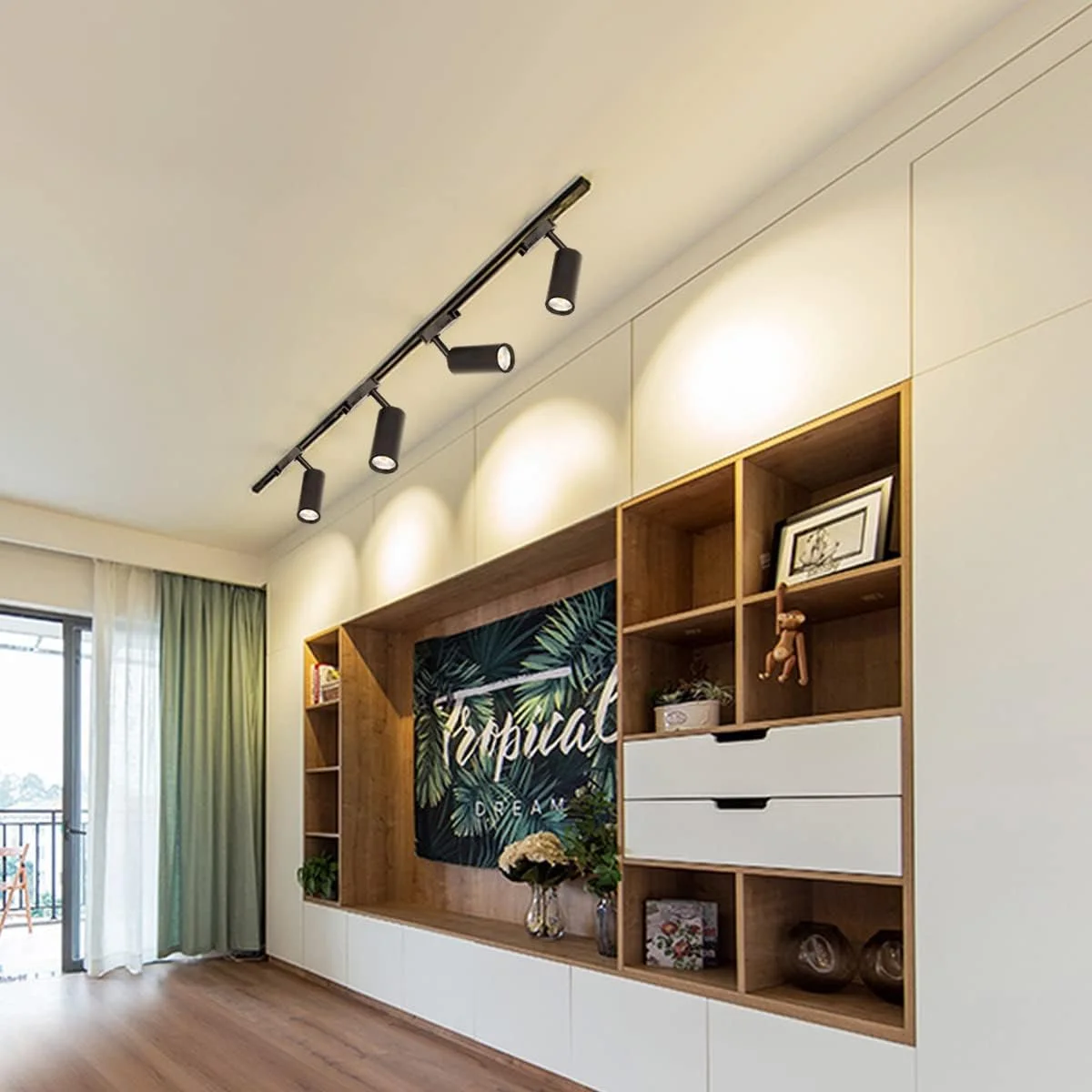 چراغ ریلی ال ای دی، بسته 6 عددی، 7 وات 4000 کلوین، CRI 90، زاویه قابل تنظیم، زاویه 24 درجه برای نورپردازی تاکیدی، فروشگاه، آشپزخانه (بدنه مشکی 4000 کلوین)