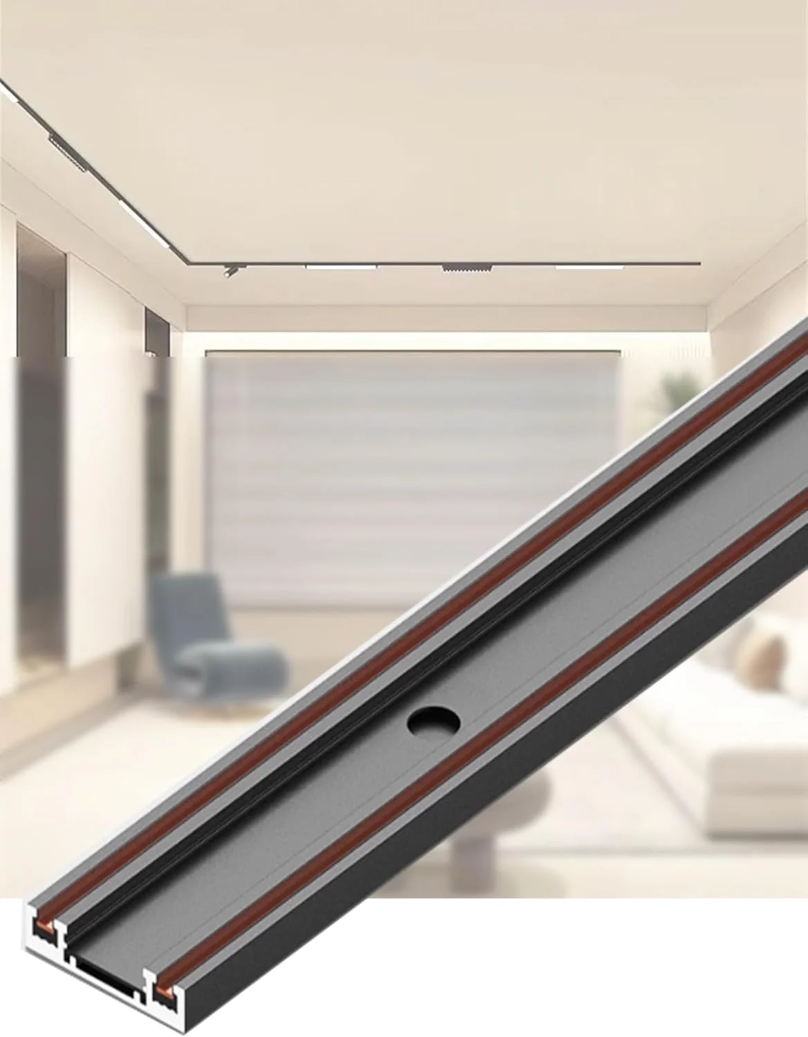 ریل مگنتی برای چراغ های ریلی LED، کانال روشنایی آلومینیومی نصب سطحی برای سقف یا دیوار، برنامه نورپردازی مدرن مگنتی (150 سانتی متر / 59 اینچ)