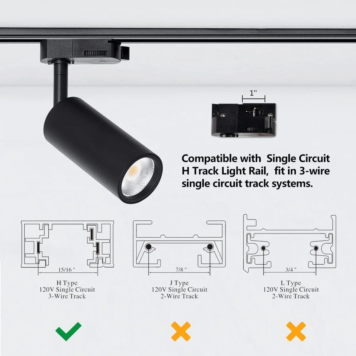چراغ ریلی ال ای دی، بسته 6 عددی، 7 وات 4000 کلوین، CRI 90، زاویه قابل تنظیم، زاویه 24 درجه برای نورپردازی تاکیدی، فروشگاه، آشپزخانه (بدنه مشکی 4000 کلوین)