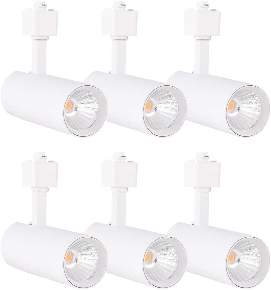 چراغ های ریلی ال ای دی 16.5 واتی میریا، سازگار با ریل های تک مداره نوع H، نورافکن سقفی با CRI 90 و زاویه 24 درجه، رنگ سفید، بسته 6 عددی (3000K نور سفید گرم)