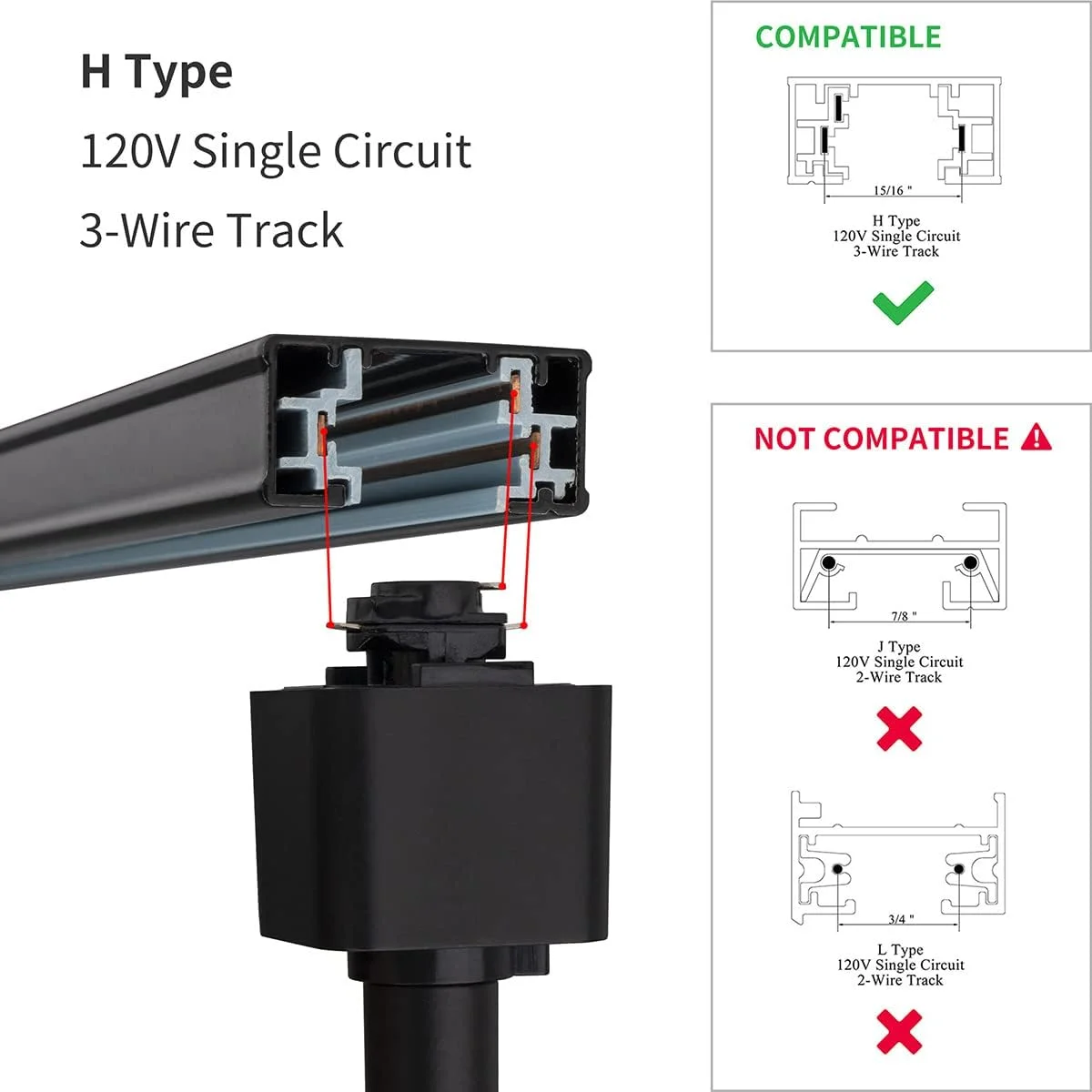 آداپتور چراغ ریلی نوع H به پایه پیچی متوسط E26، قابلیت تنظیم جهت نور، بسته 6 عددی (مشکی) آداپتور چراغ ریلی نوع H به پایه پیچی متوسط E26، قابلیت تنظیم جهت نور، بسته 6 عددی (مشکی)