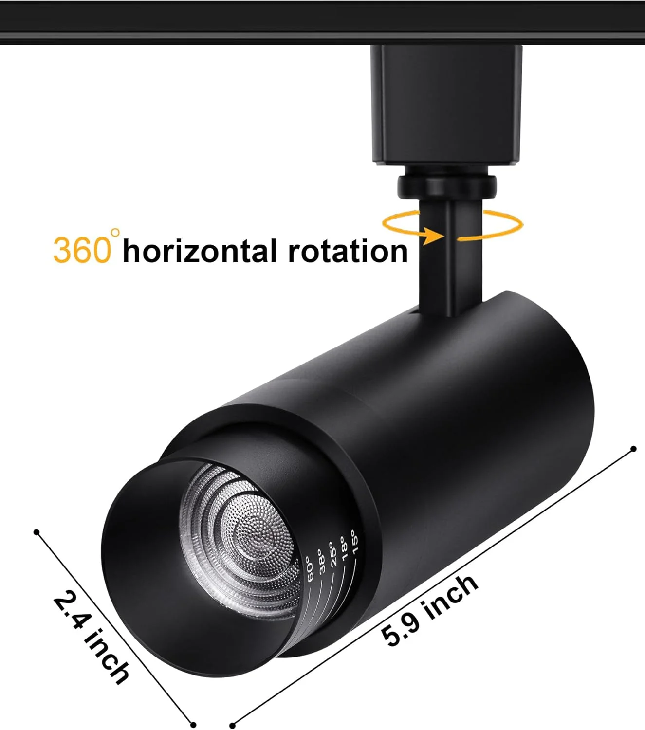 چراغ های ریلی LED با قابلیت تنظیم زوم، 2700K-6500K، تنظیم نور پیوسته، چراغ های ریلی سقفی نوع H مناسب آشپزخانه، بدون سوسو، 15 تا 60 درجه، CRI90، 12 وات، 1200 لومن، رنگی