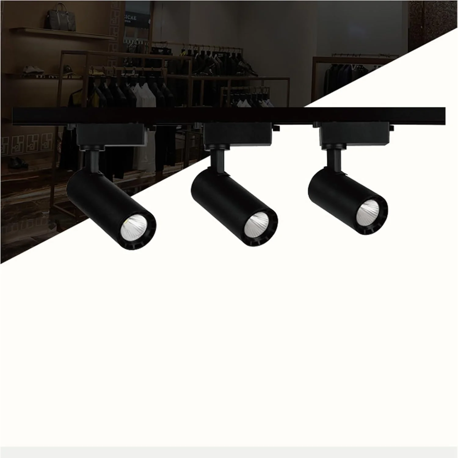 کیت نورپردازی ریلی 3 چراغه، چراغ سقفی نقطه ای، چراغ های سقفی داخلی 3 چراغ ال ای دی، چراغ سقفی مناسب برای آشپزخانه، حمام، اتاق خواب، راهرو