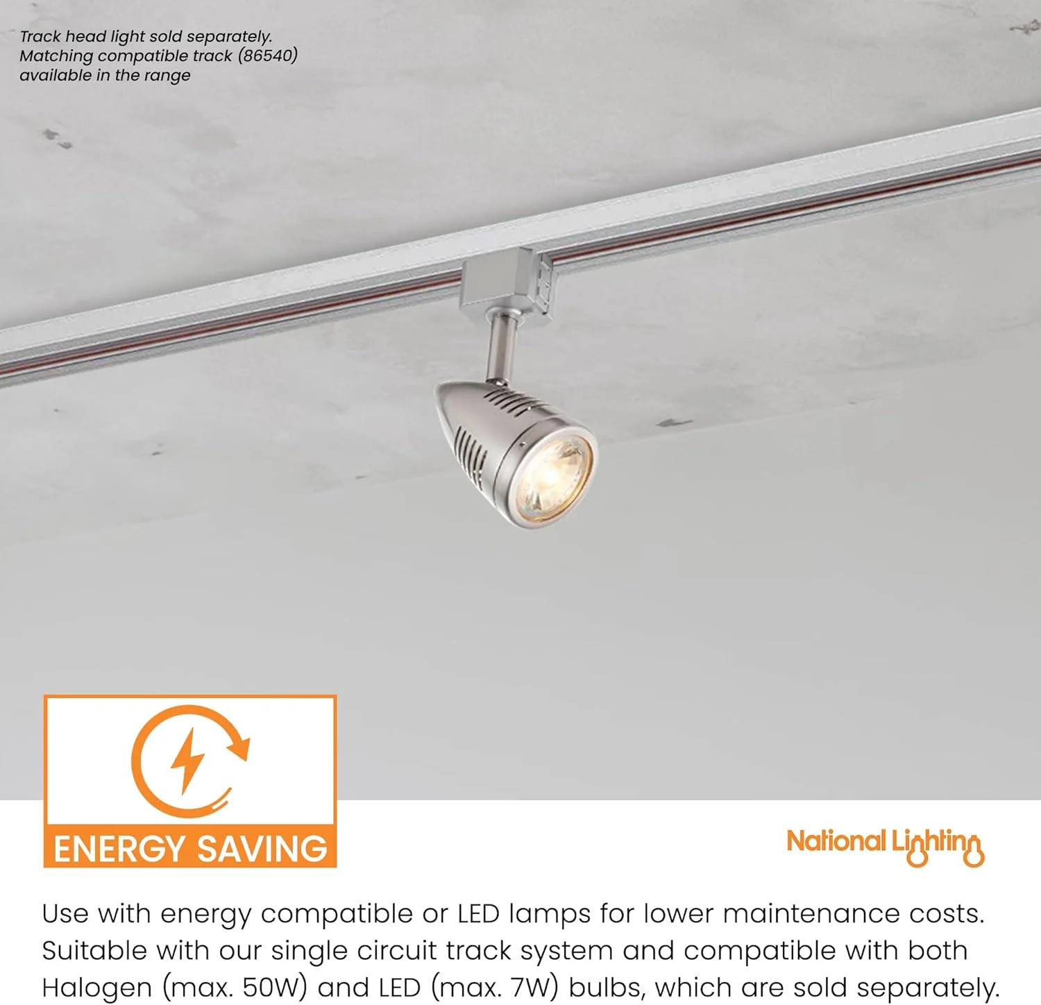 چراغ ریلی چند جهته نشنال لایتینگ با طراحی بولت، روکش کروم ساتن، سازگار با لامپ ال ای دی GU10، دارای قابلیت تنظیم چراغ ریلی چند جهته نشنال لایتینگ با طراحی بولت، روکش کروم ساتن، سازگار با لامپ ال ای دی GU10، دارای قابلیت تنظیم