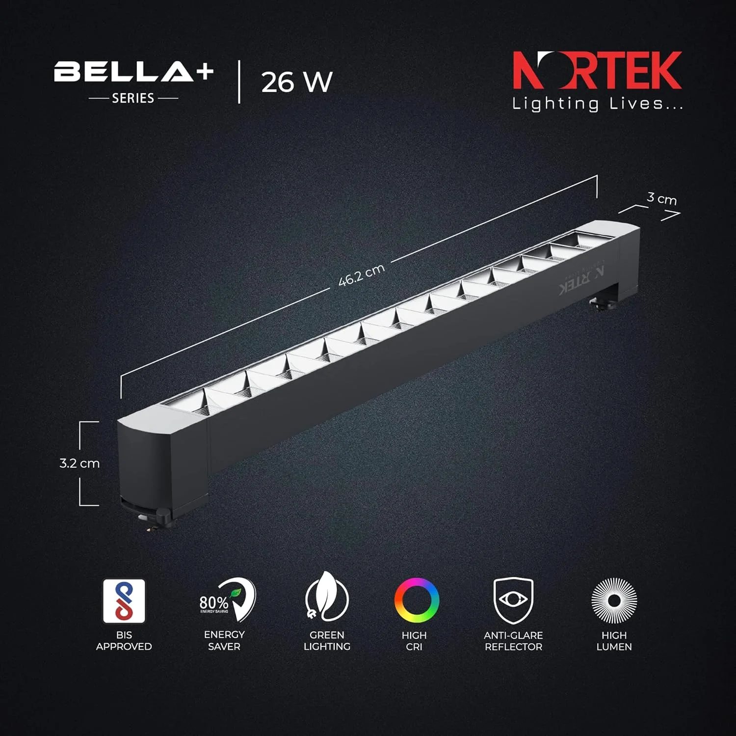 چراغ ریلی 26 وات Nortek Bella+ | چراغ ال ای دی نقطه ای برای سقف، چراغ های متمرکز برای دیوار و سقف کاذب | چراغ های ریلی قابل تنظیم برای خانه، نمایشگاه | طراحی مدرن نورافکن – سفید یخی، 1 عدد چراغ ریلی 26 وات Nortek Bella+ | چراغ ال ای دی نقطه ای برای سقف، چراغ های متمرکز برای دیوار و سقف کاذب | چراغ های ریلی قابل تنظیم برای خانه، نمایشگاه | طراحی مدرن نورافکن – سفید یخی، 1 عدد