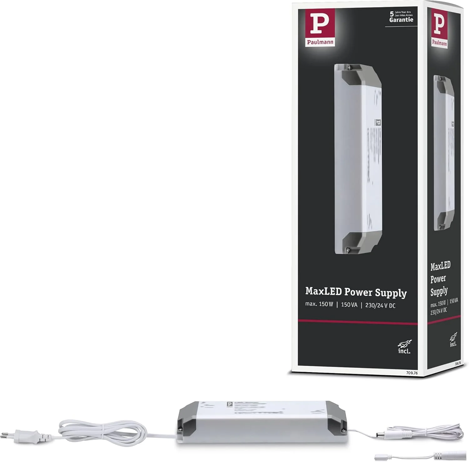 منبع تغذیه مستطیلی شکل Paulmann 70976 MaxLED با حداکثر توان 150 وات، نور سفید، پلاستیکی، نوار LED