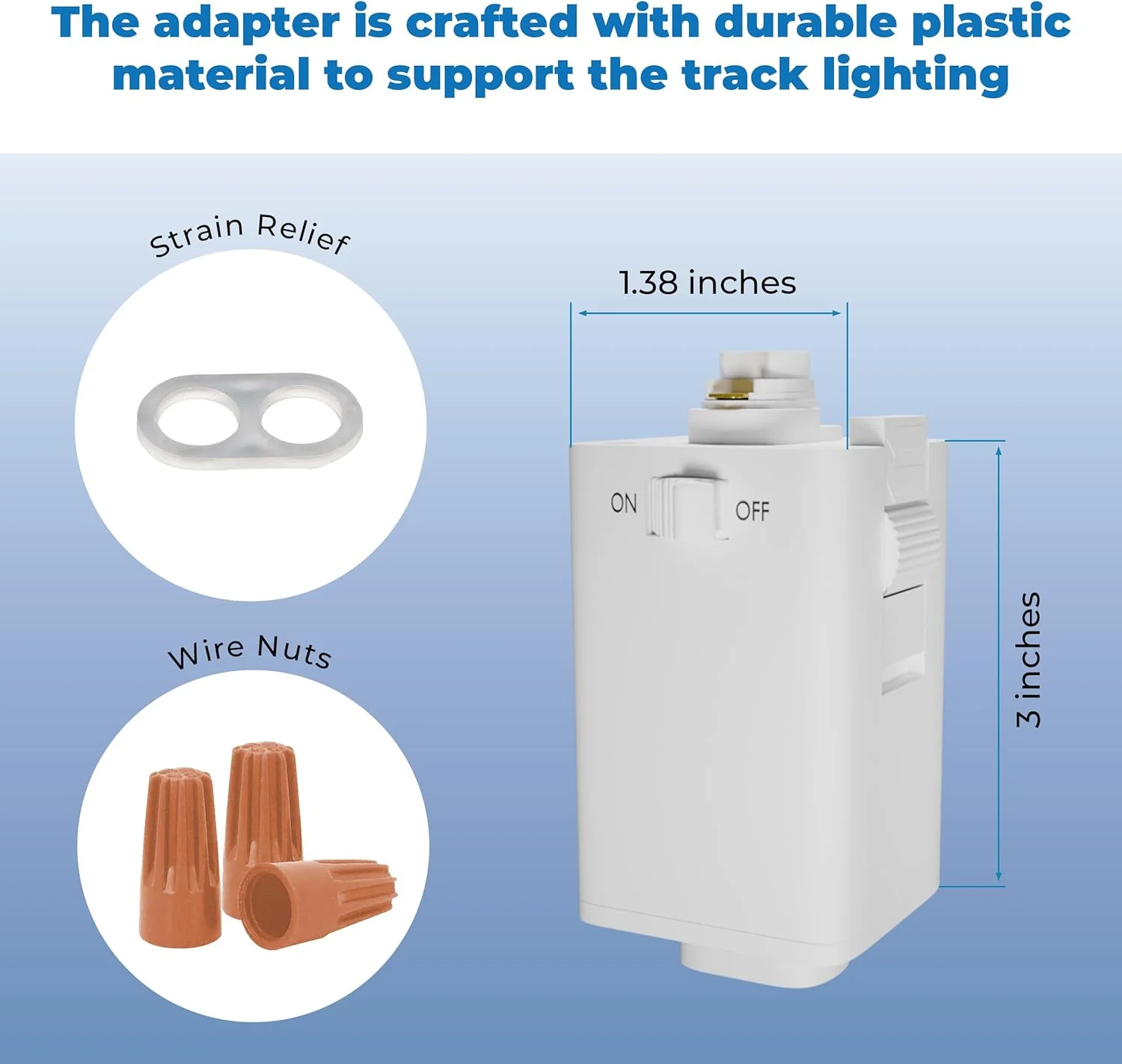 آداپتور آویز ریلی OHLECTRIC - آداپتور چراغ ریلی با سیستم روشنایی ریلی نوع H - آداپتور ریل هالو از وزن حداکثر 10 پوند و سیم SVT 18/3 پشتیبانی می کند - سفید، بسته 2 عددی - OL-44067
