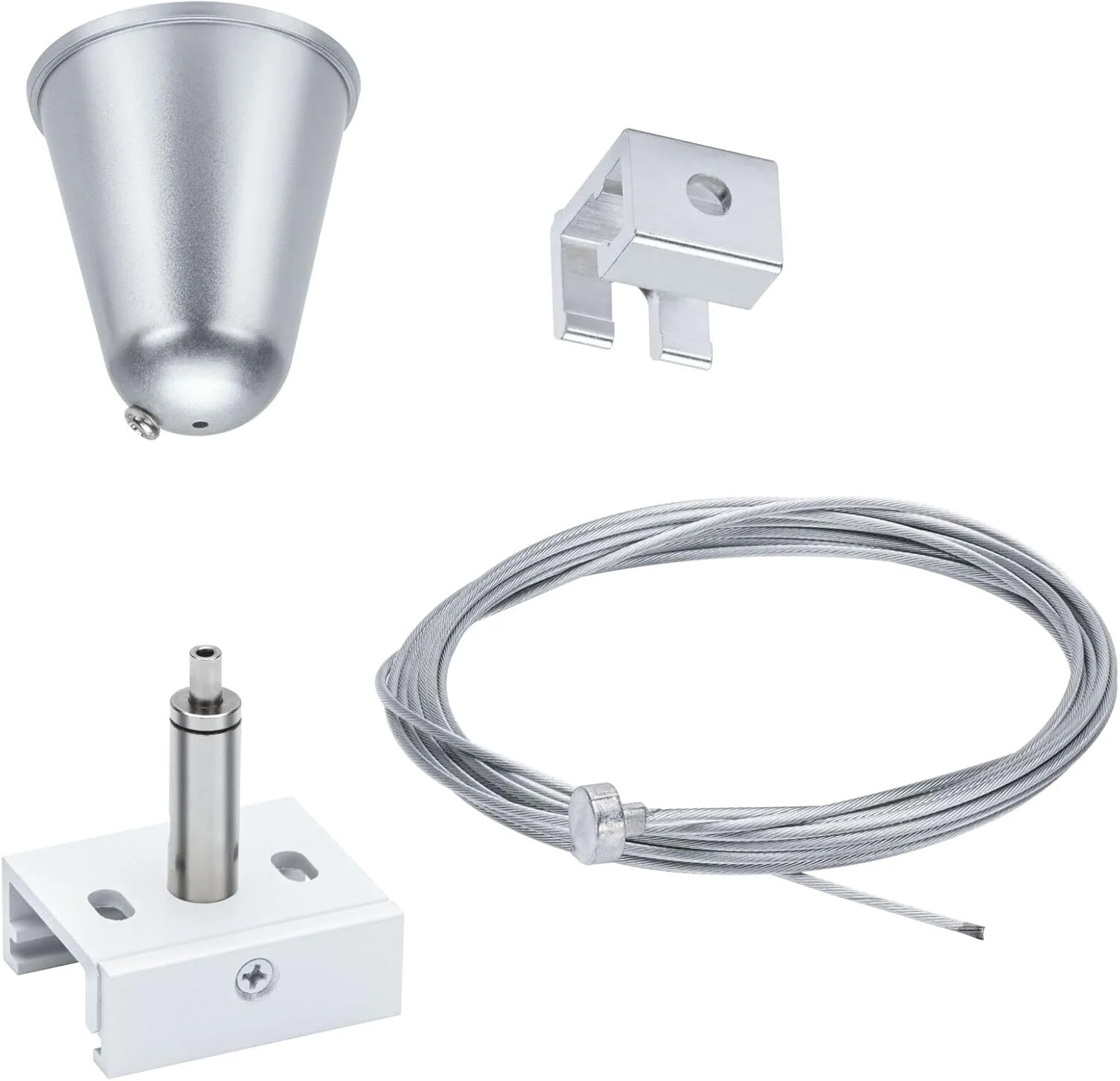 پل‌مان 95584 ProRail3 آویز کابلی 3 متری سفید رنگ، سیستم ریلی سه فاز، روشنایی فلزی برای فضاهای تجاری