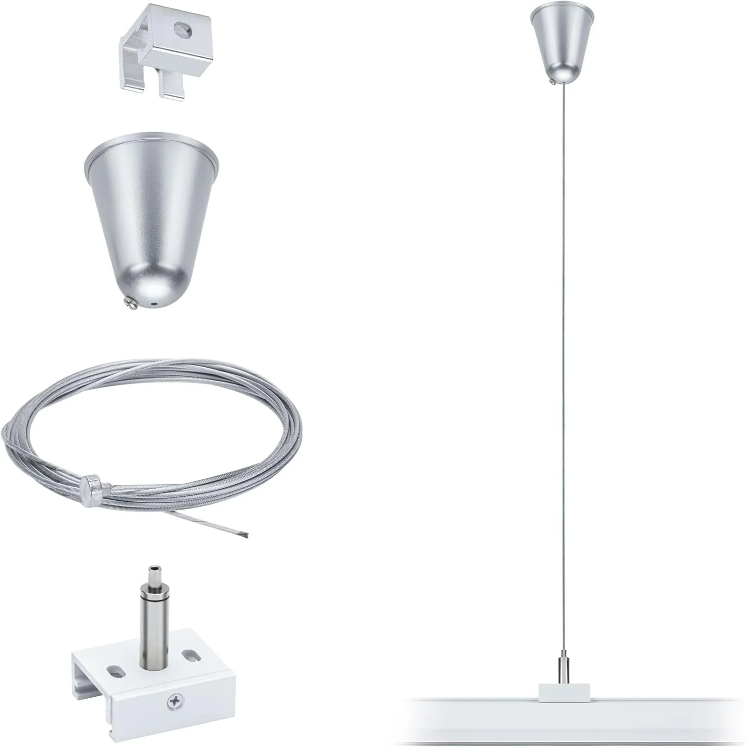 پلمان 95584 ProRail3 آویز کابلی 3 متری سفید رنگ، سیستم ریلی سه فاز، روشنایی فلزی برای فضاهای تجاری پلمان 95584 ProRail3 آویز کابلی 3 متری سفید رنگ، سیستم ریلی سه فاز، روشنایی فلزی برای فضاهای تجاری